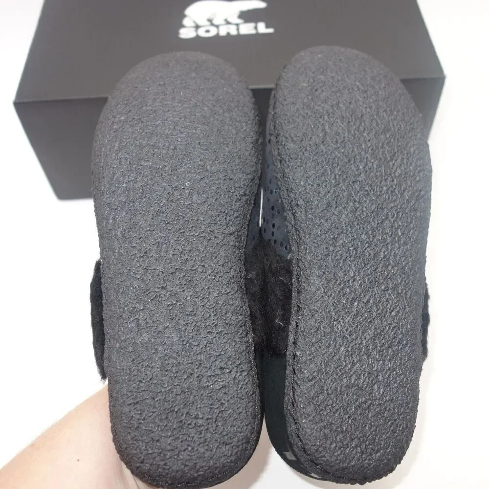 NEW Sorel Nariska Slide II Black Sparkle Slippers Fleece Lined Kids Girls Size 4